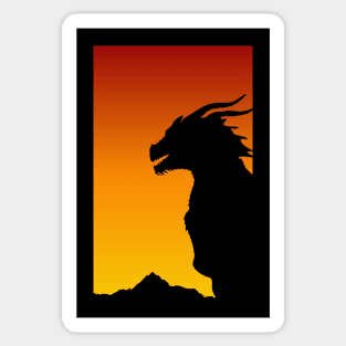 Sunset Dragon Artwork - Dragon Lover Design - Dragon Gift Dragonslayer Dragon Art Sticker